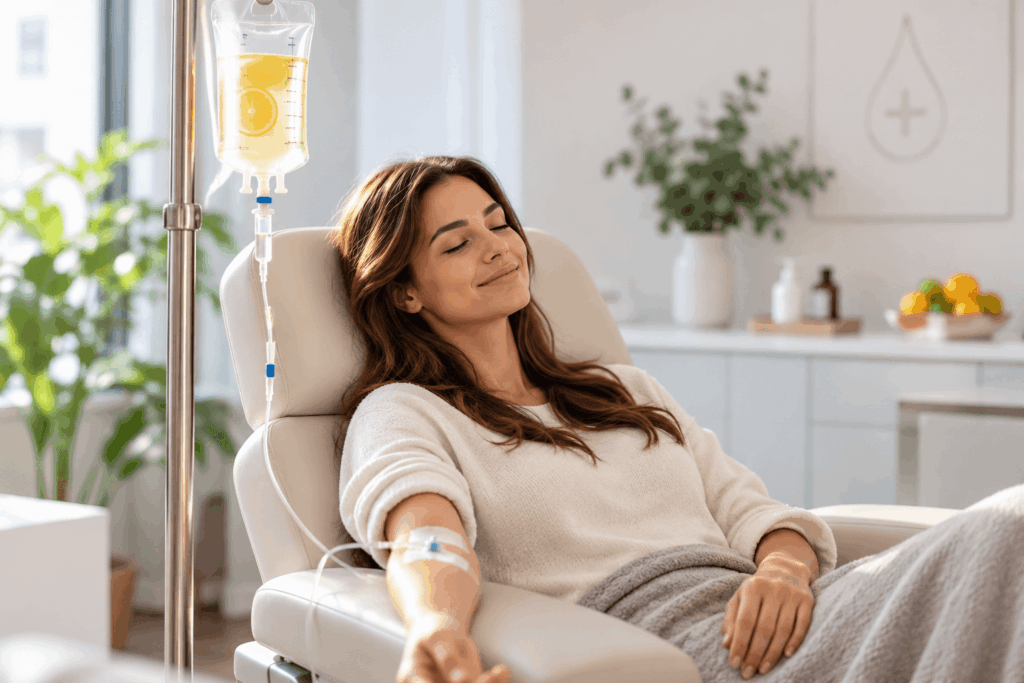 Patientin bei Infusion